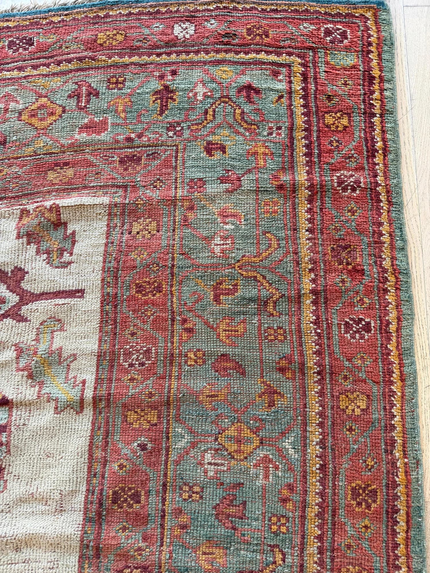 Oushak Carpet in Ivory and Terracotta, actual catalog view 12
