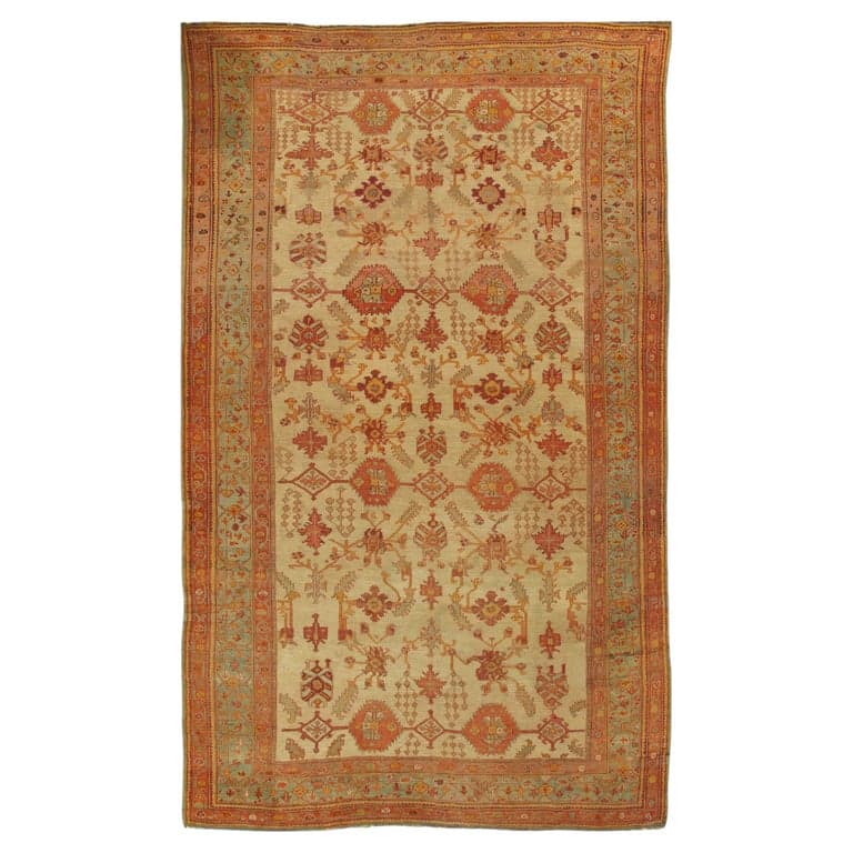 Oushak Carpet in Ivory and Terracotta