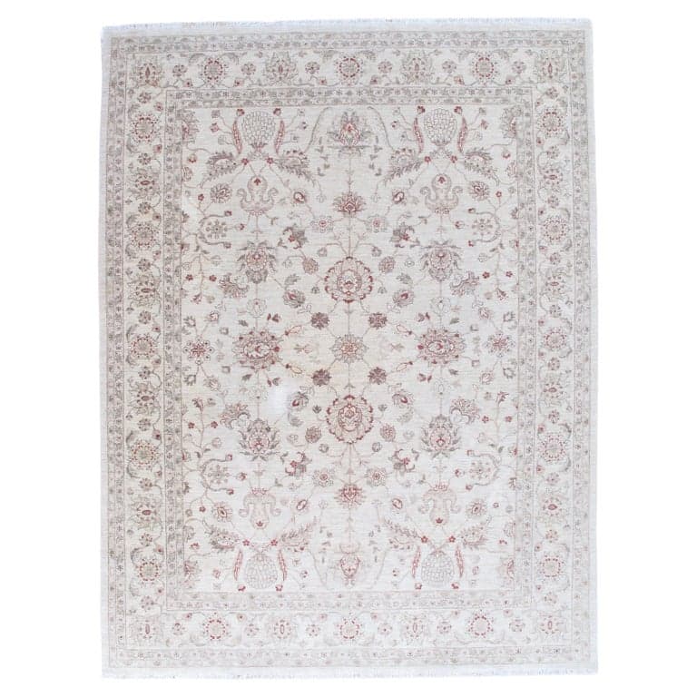 Peshawar Carpet in Ivory and Coral