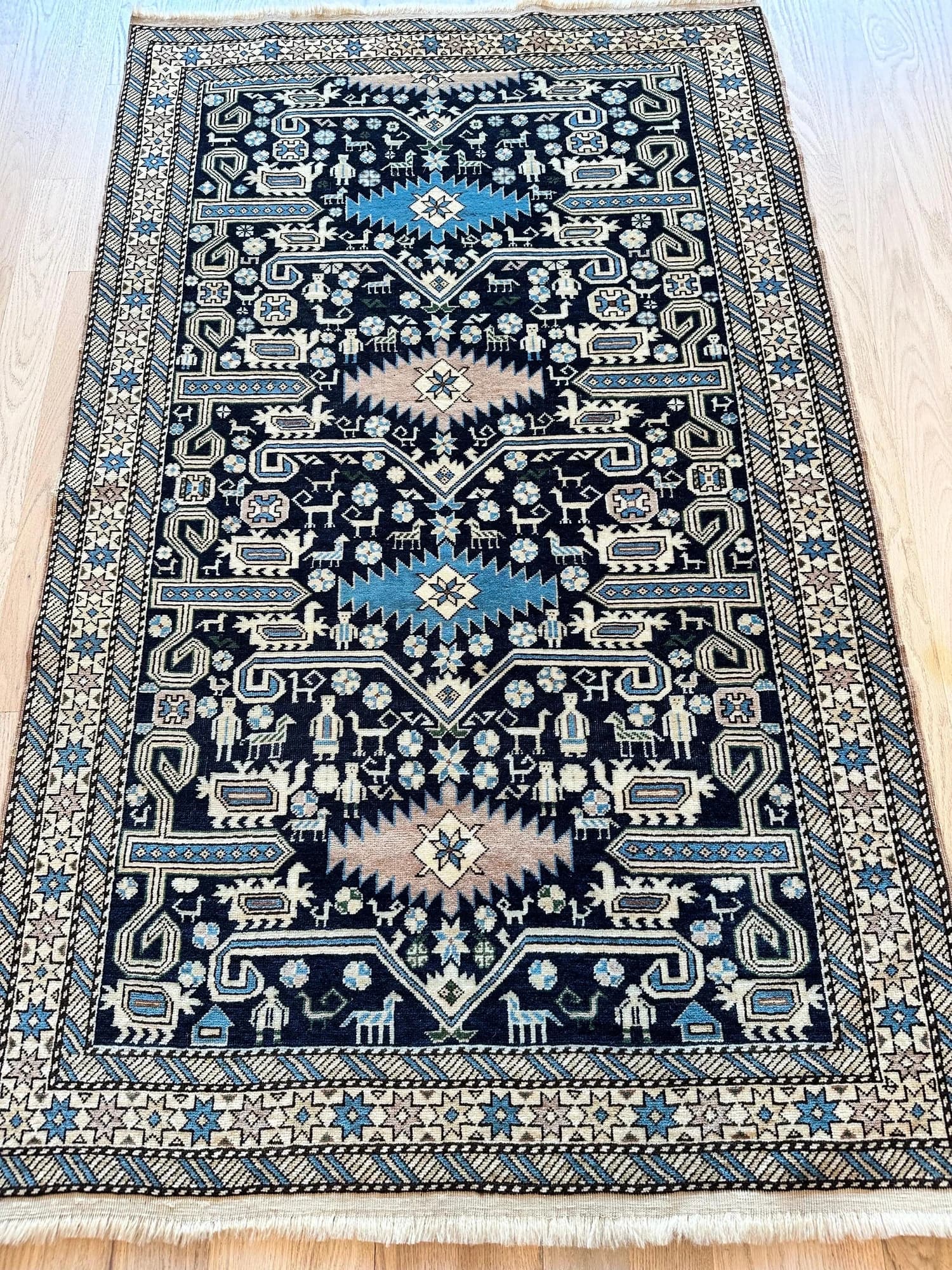 Shirvan Rug in Navy and Ivory, actual catalog view 8