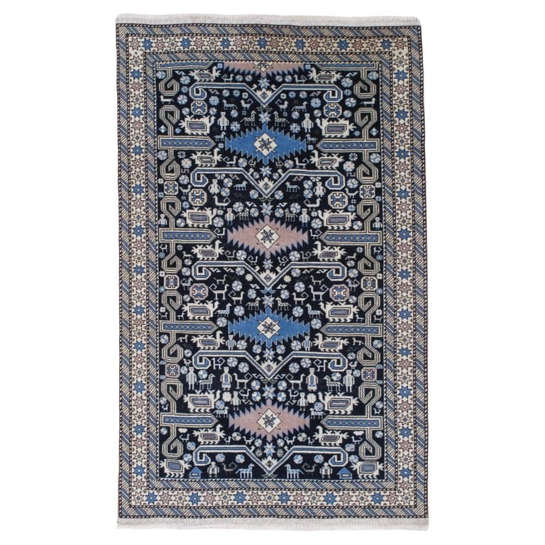 Shirvan Rug in Navy and Ivory