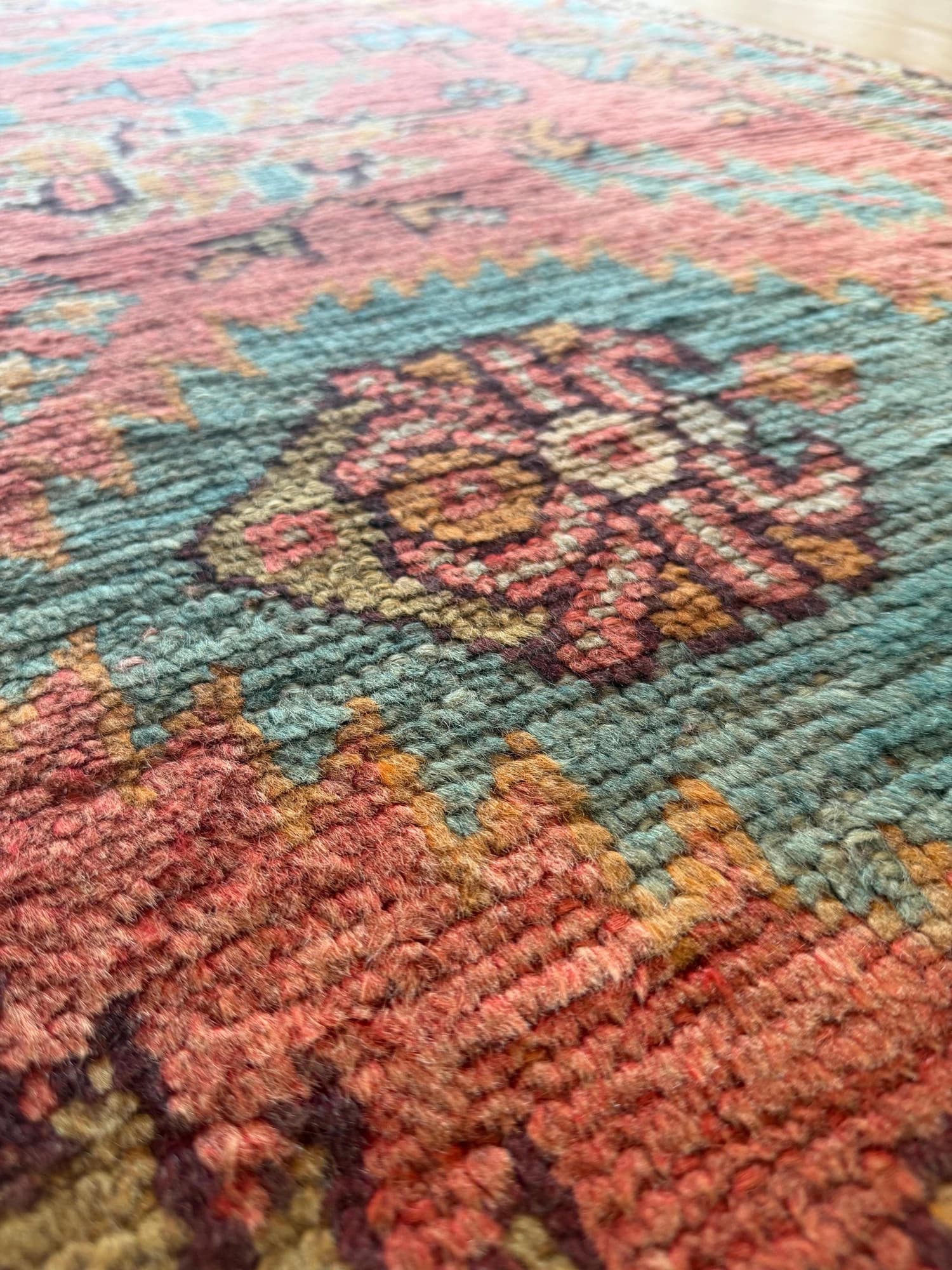 Oushak Runner in Coral and Blue, actual catalog view 12