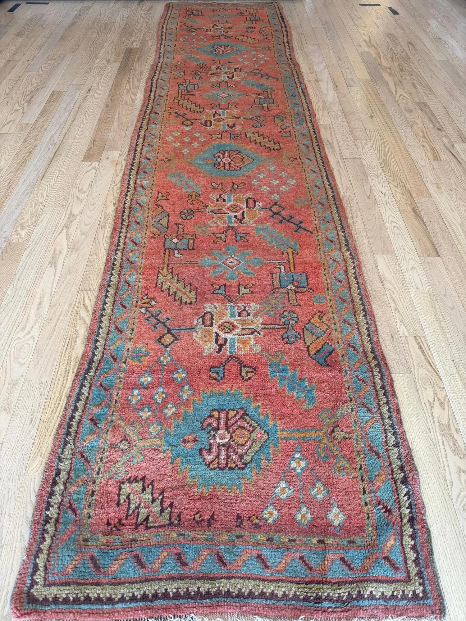 Oushak Runner in Coral and Blue, actual catalog view 8