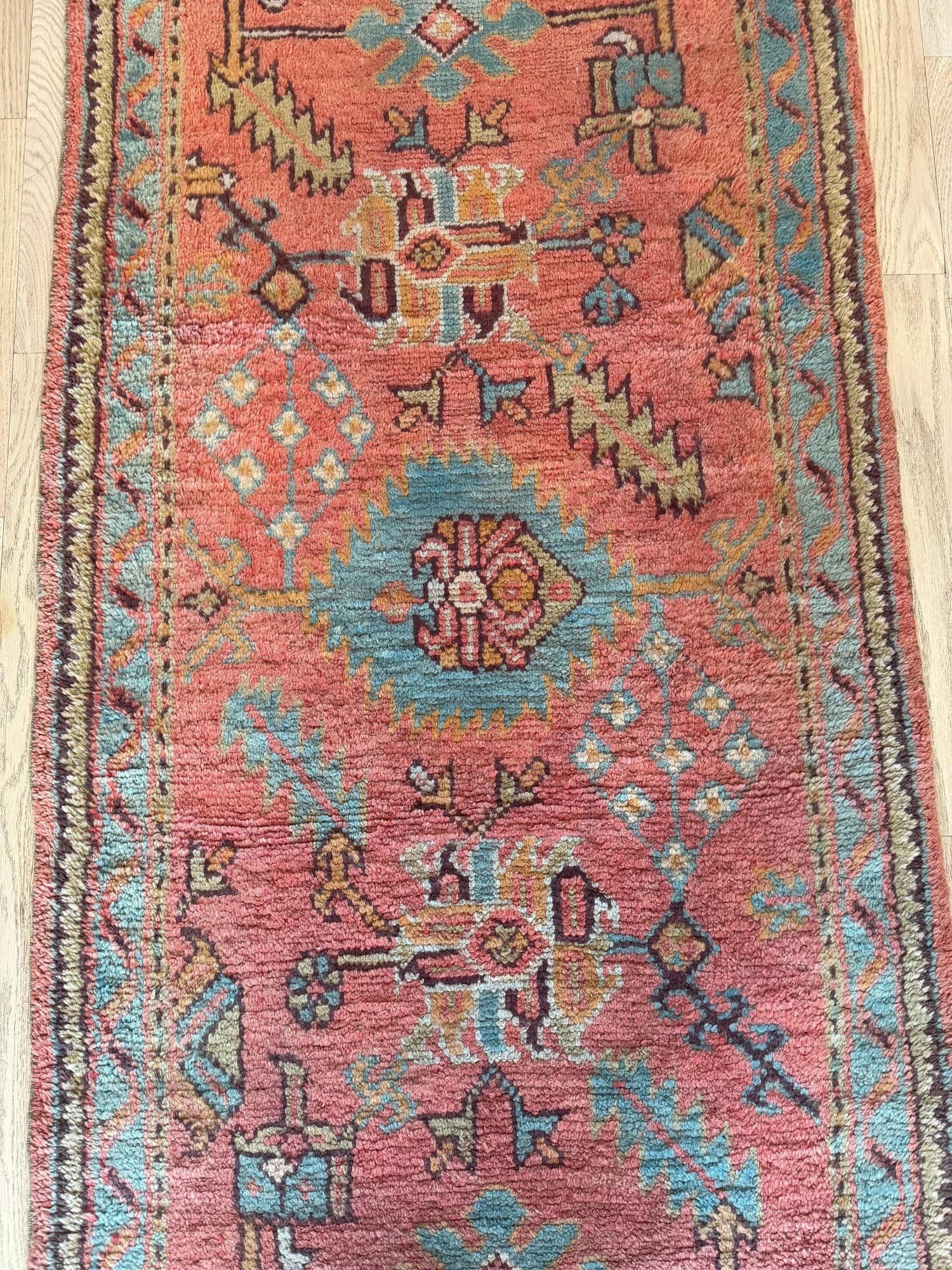 Oushak Runner in Coral and Blue, actual catalog view 9