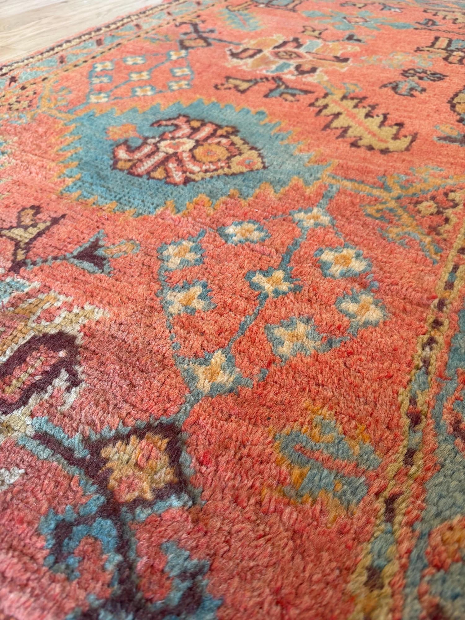 Oushak Runner in Coral and Blue, actual catalog view 10