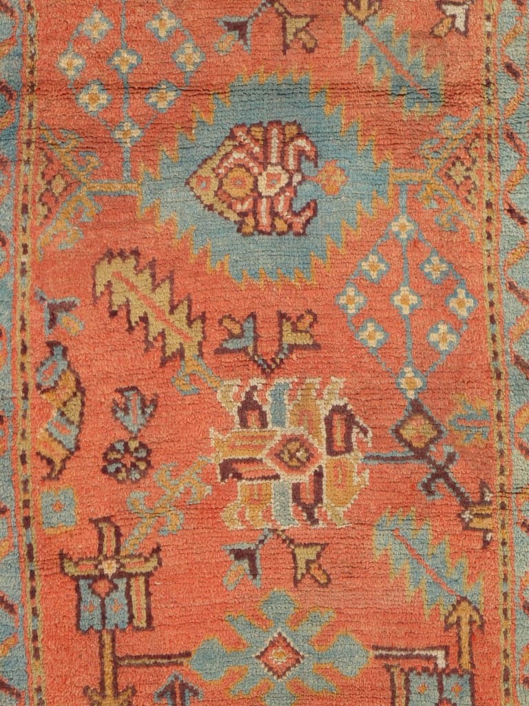 Oushak Runner in Coral and Blue, actual catalog view 2