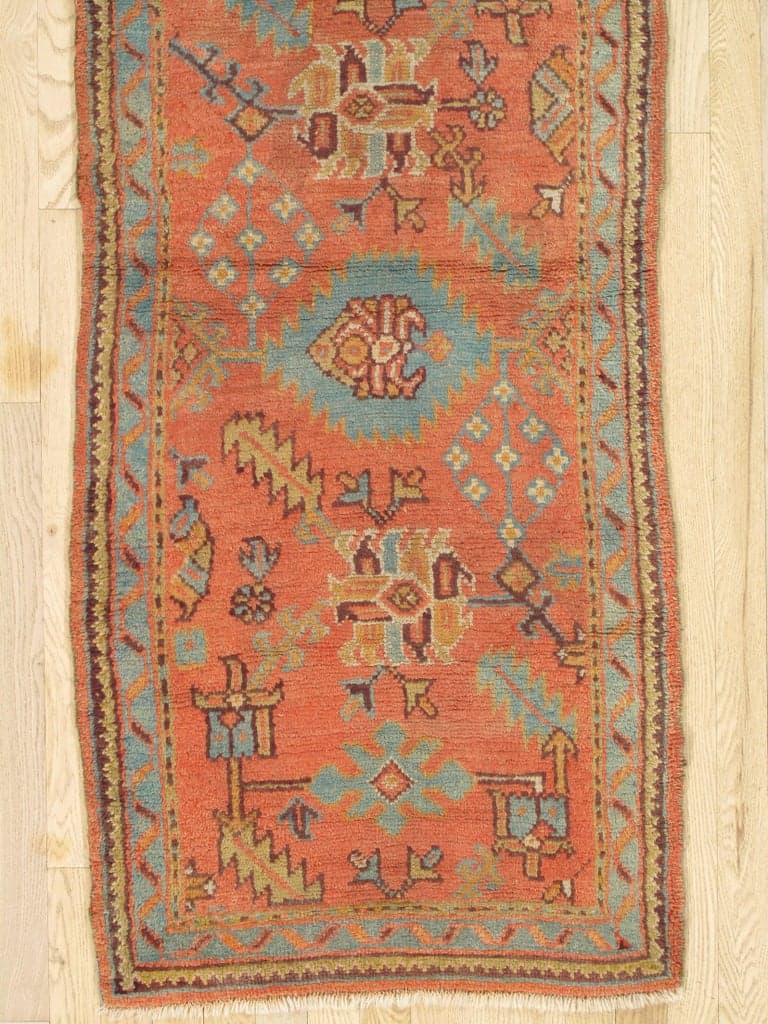 Oushak Runner in Coral and Blue, actual catalog view 3