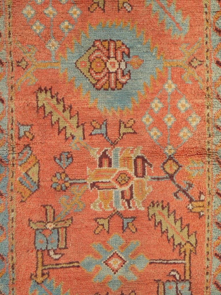Oushak Runner in Coral and Blue, actual catalog view 4