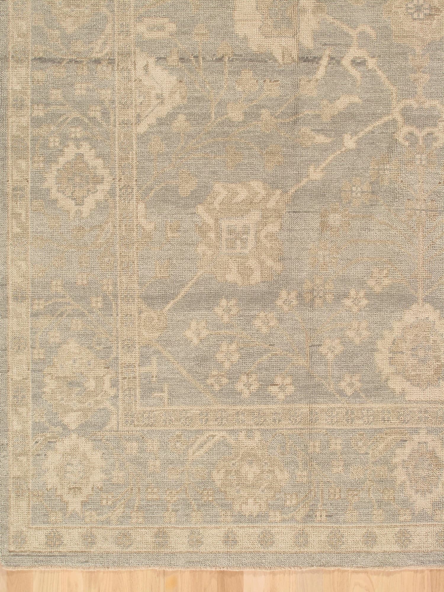 Oushak Style Carpet in Green and Gray, actual catalog view 8