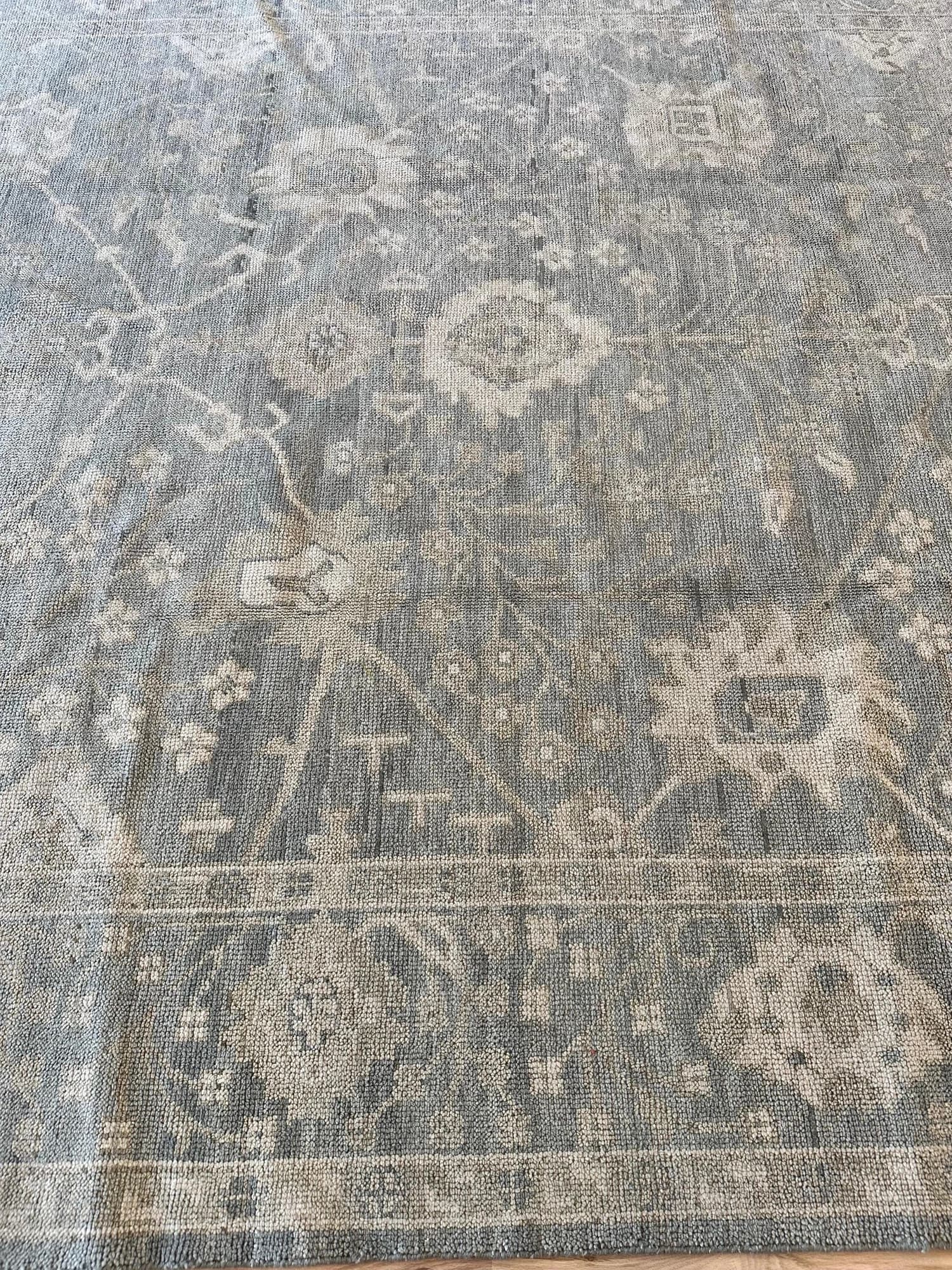 Oushak Style Carpet in Green and Gray, actual catalog view 11