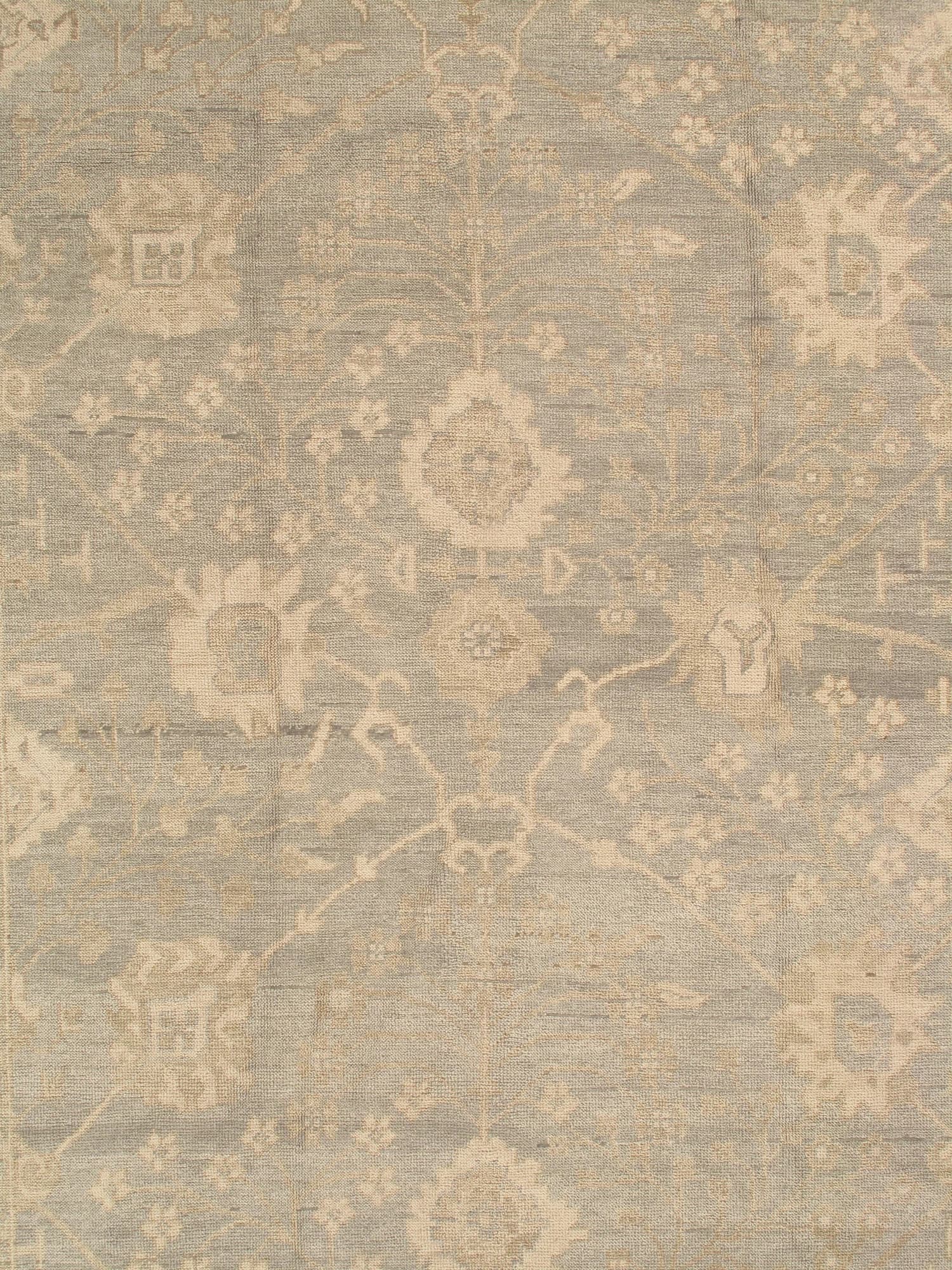 Oushak Style Carpet in Green and Gray, actual catalog view 4