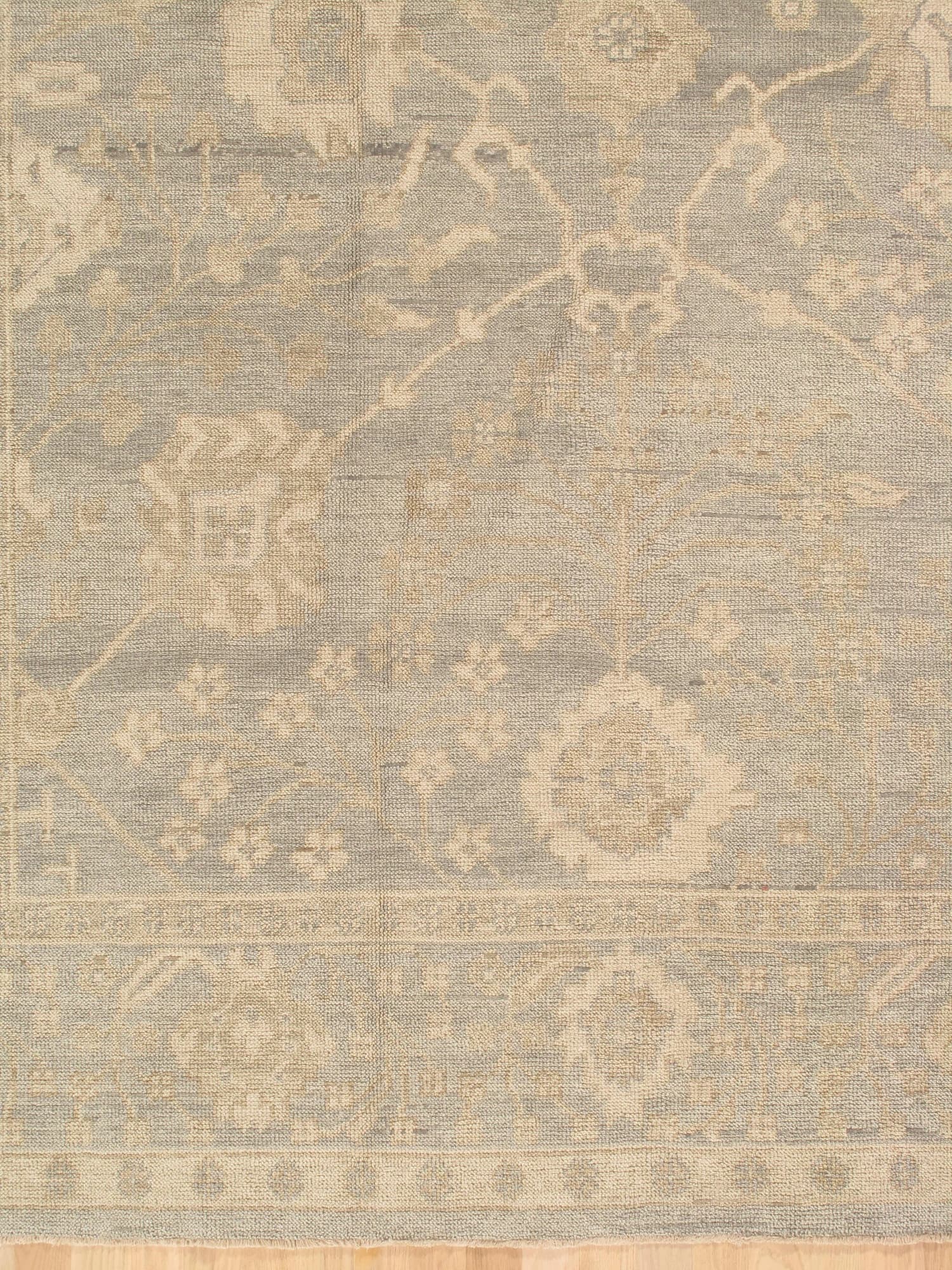 Oushak Style Carpet in Green and Gray, actual catalog view 5