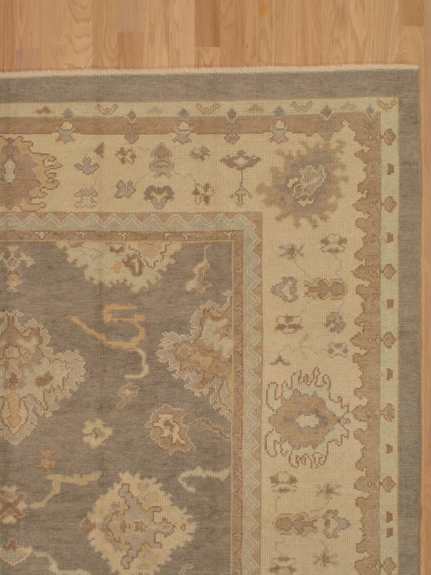 Oushak Carpet in Gray and Saffron, actual catalog view 5