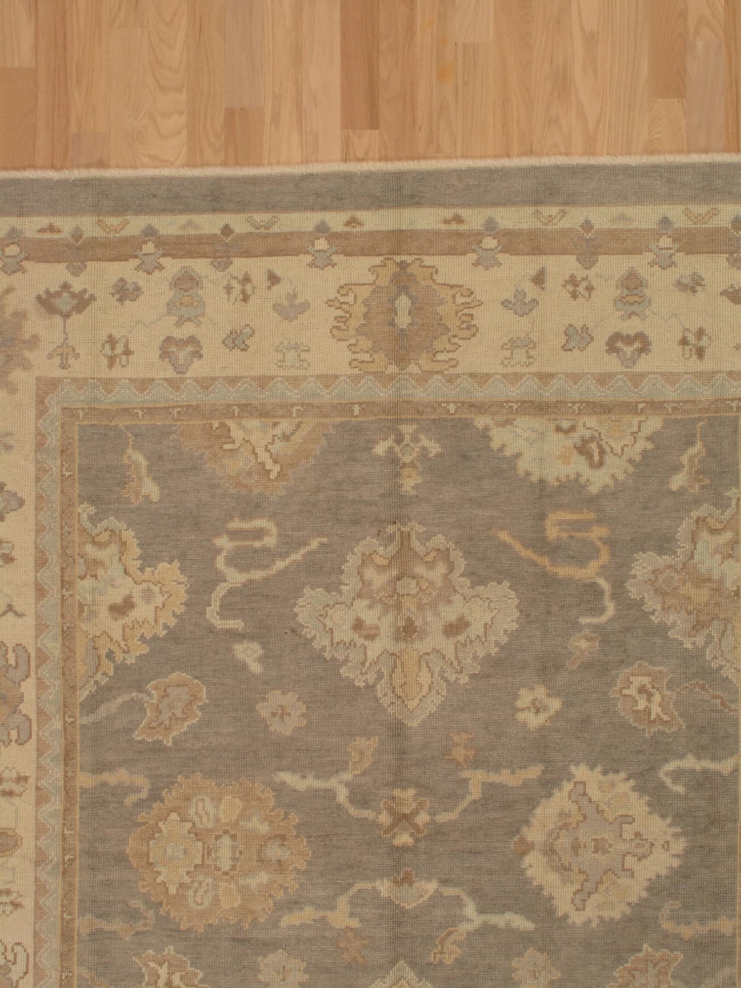 Oushak Carpet in Gray and Saffron, actual catalog view 3