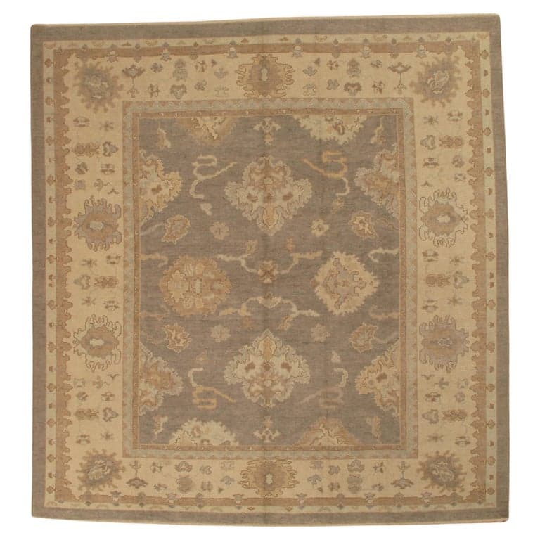 Oushak Carpet in Gray and Saffron
