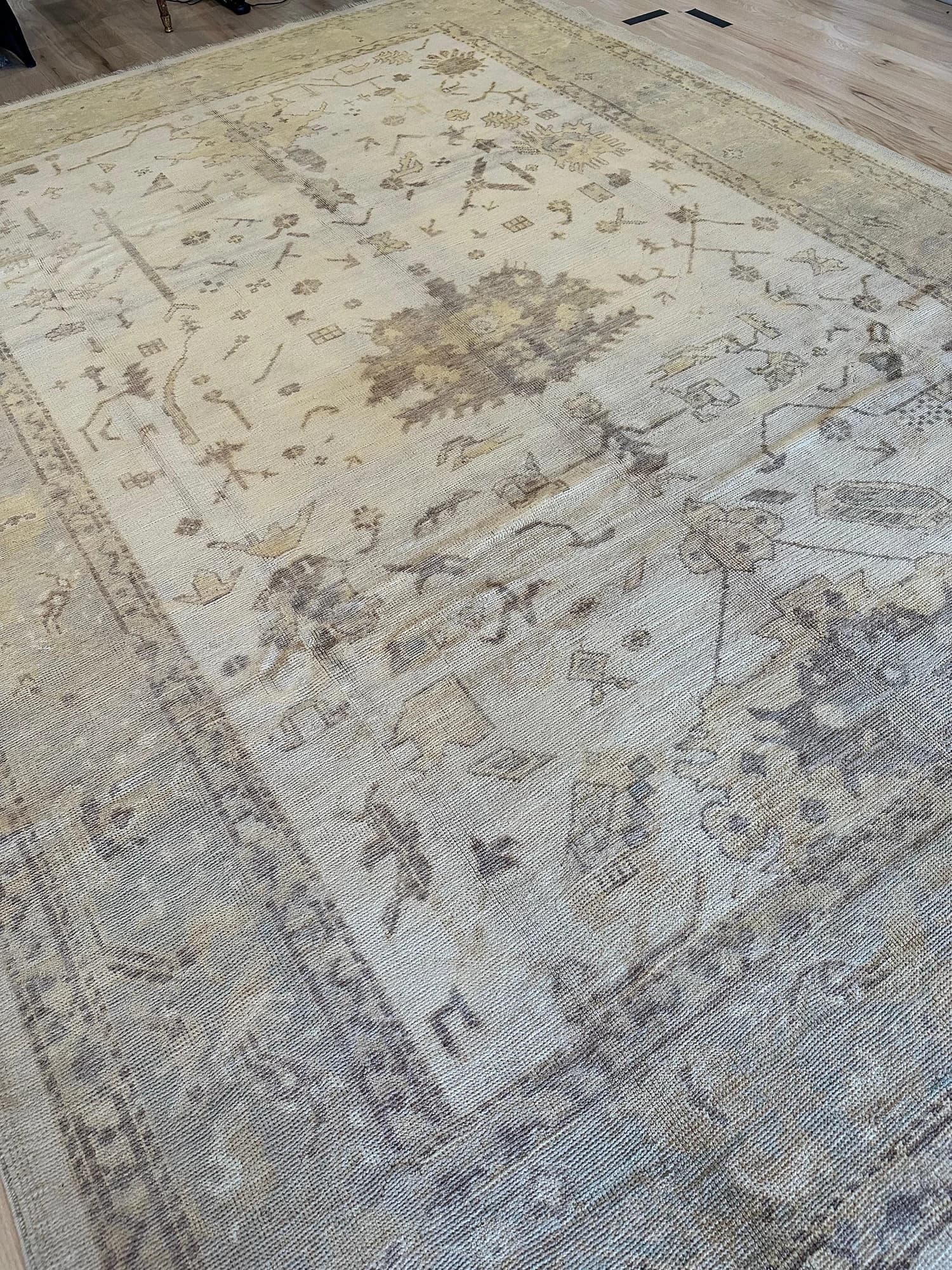 Oushak Carpet in Ivory and Yellow, actual catalog view 10