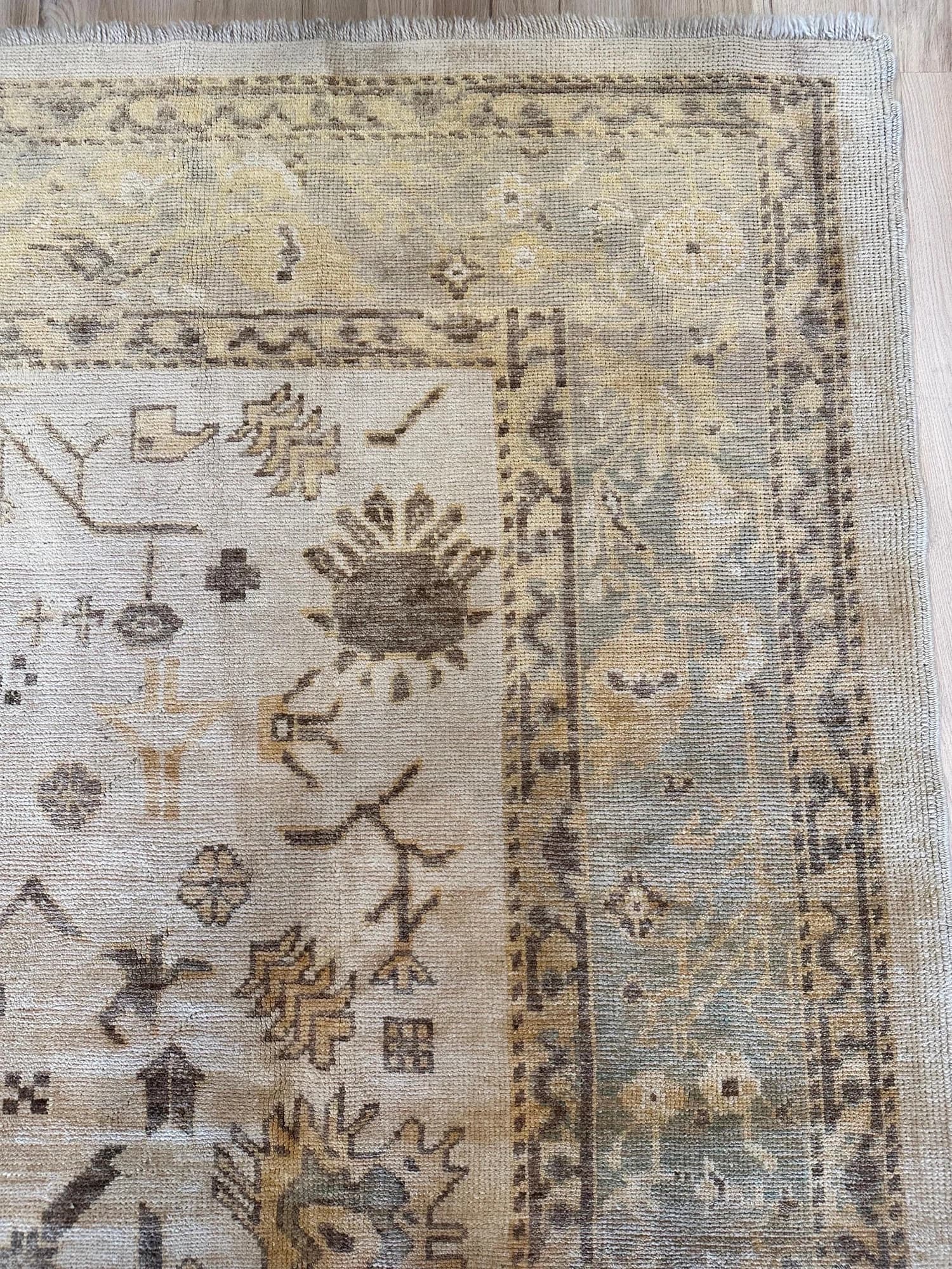 Oushak Carpet in Ivory and Yellow, actual catalog view 14